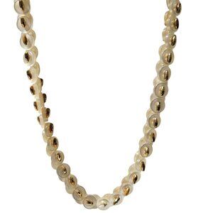 Vintage Handmade White Gold Button Bead Necklace Statement Fashion Jewelry Women